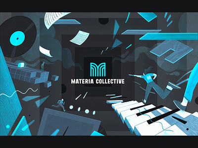 Materia Collective Pitch Deck Title Card branding character design digital illustration editorial illustration illustration illustrator materia collective music illustration pitch deck pitch deck illustration pitch presentation