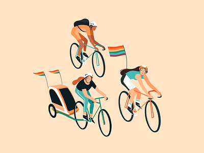 Pride Illustration bike race character design childrens book illustration digital illustration editorial illustration gay pride illustration illustration art kidlit lgbt