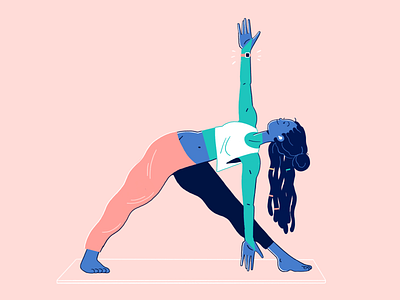 Home Yoga Workout character design gym gymwear home workout illustration pink and blue tech illustration workout yoga yoga pose