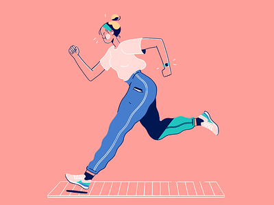 Jogging Illustration active activewear character design editorial illustration gym gymwear home workout illustration jogging runner running tech illustration workout