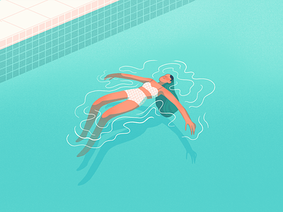 Floating character design depression digital illustration editorial illustration floating illustration summer swimming pool