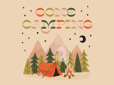 Gone Camping camping camping logo fire hiking illustration lettering outdoors park tent typography