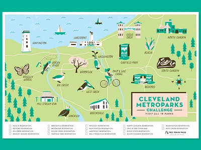 Cleveland Metroparks cleveland cute hand lettering icon icon set illustration map map design park typography