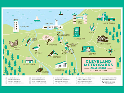 Cleveland Metroparks cleveland cute hand lettering icon icon set illustration map map design park typography