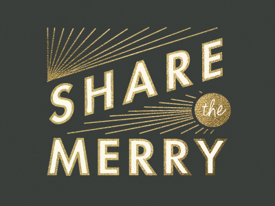 Share the Merry x2 christmas gold merry metallic typography