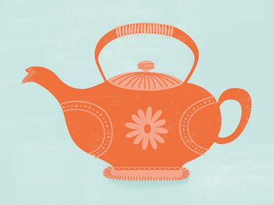 Orange Teapot blue illustration linework orange tea teapot texture