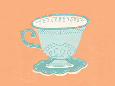 Teacup coffee cup cute feminine girly illustration linework orange peach tea teacup texture