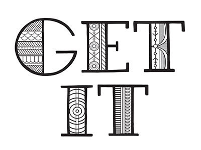 Get It coloring coloring book get it lettering linework outline pattern typography