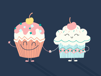 Cupcake friends character illustration cupcake cute food dessert food friends illustration navy