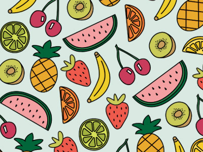 Fruit pattern banana cherries fruit illustration lemon lime orange pattern pineapple strawberry watermelon