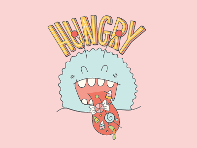 Me. Now and always candy. lettering cute hungry illustration monster
