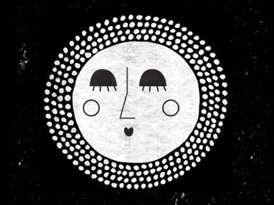 Face black and white face illustration moon sun