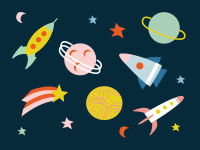Cute Space Stuff cute icons illustration planets rocket space star