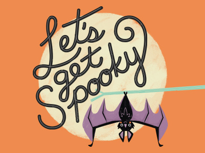 Let's get spooky bat halloween lettering spooky typography