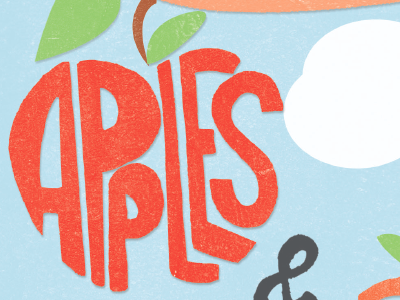 Apples apple blue fruit green hand lettering illustration leaves red texture type