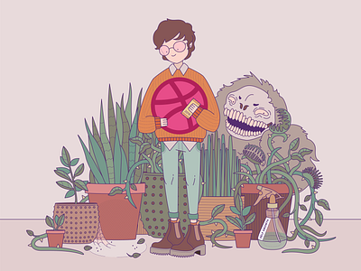 Self Growth character cute design growth illustration monster plants