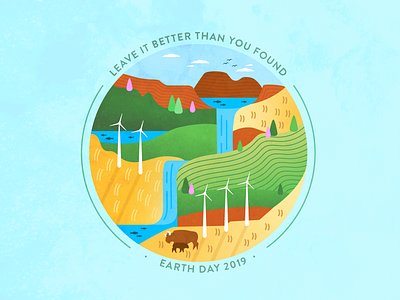 Leave it better earth earth day illustration oklahoma vector wind turbine