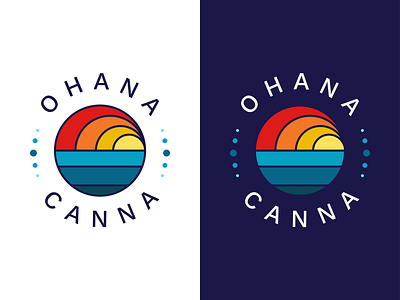 Unused Logo Concept | Ohana Canna badge logo cannabis branding cannabis logo logo logo design marijuana logo ocean ohana retro sunset sunset logo surfing unused concept unused logo