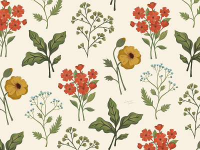 Ellie Mae botanical floral flowers illustration pattern plants procreate