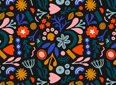 Abstract Botanical Dark abstract botanical dark floral illustration pattern procreate shapes