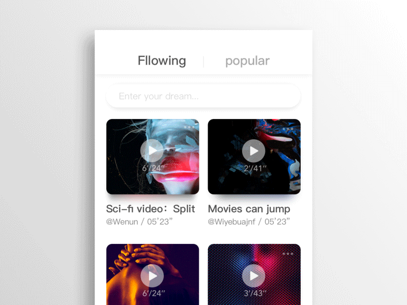 Short Video APP design gif iphone personal search ui ux video