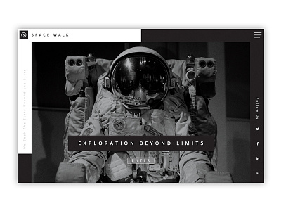 Space Walk astronaut black and white dark helmet homepage moon space splash page starts web development