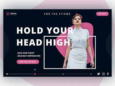 End The Stigma blob blobs bright colors call to action dark design hero homepage landingpage minimal navy pink simple slider typogaphy ui web design website