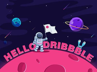 Hello dribbble astronaut、space