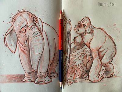 Wise Animal art character designer drawing illustration pencil sketchbook sketching