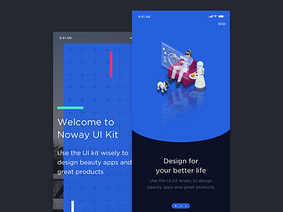 Noway Walkthroughs app dark design iphonex kit mobile noway template ui