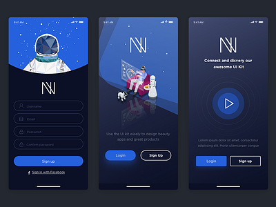 Noway Sign In & Sign Up app dark design iphonex kit mobile noway signin template ui