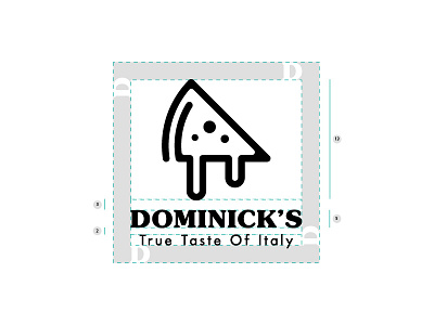 Dominick's Pizza Logo Concept Lock up and Exclusion Zone branding designer fibonacci grid icon identity lockup logo logomark logotype mark sketch