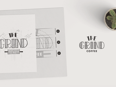 The Grind Sketch + Grid branding coffee coffeeshop design icon logo logogrid logomark logoprocess logosketch logotype logovector sketch symbol