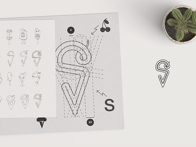 Sprinkles Ice Cream Logo Sketch + Grid