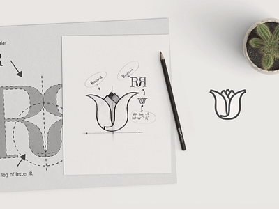 1800 Rosebud Logo Sketch + Grid