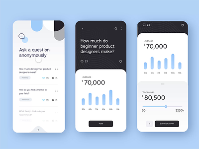 Anonymous Career Advice App: Auto-Animate Number Slider adobexd anonymous app blue cards challenge daily freelance interactive learn lesson livestream minimal mobile numbers prototype scrolling slider ui ux