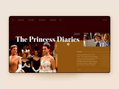 🎥Promotional Movie Page: Layouts app challenge daily daily ui layout layout design minimal mobile movie princess red royal the princess diaries ui ux yellow