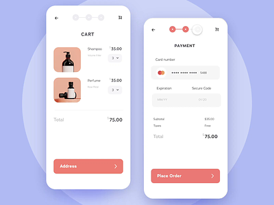 🛒E-Commerce Checkout Flow animation app cart ecommerce mobile payment prototype shop steps ui