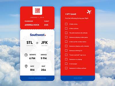 Daily UI Challenge 024 - Boarding Pass 024 boarding pass card challenge daily daily ui daily ui challenge fly pass plane southwest ticket