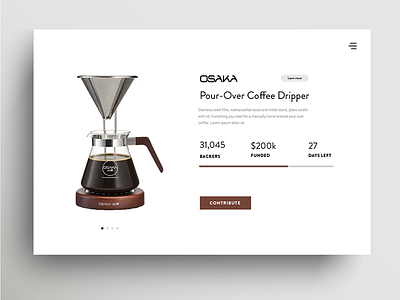 Daily Ui Challenge 032 - Crowdfunding Campaign 032 campaign card challenge coffee crowdfunding crowdfunding campaign daily daily ui daily ui challenge minimal