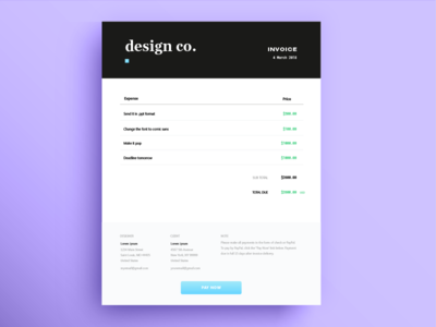 Daily Ui Challenge 046 - Invoice 046 blue challenge daily daily ui invoice letterhead purple statement stationary ui