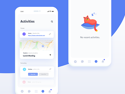 Daily Ui Challenge 047 - Activity Feed 047 activity activity feed app cat challenge daily empty state illustration mobile ui ux