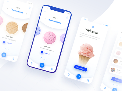 Ice Cream Generator App🍦 (Automated Hack #21) 2019 app application branding button card design flat food generate ice cream icon ios menu mobile movie navigation ui ux vector
