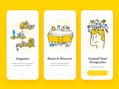 Bookshlf App Onboarding Illustrations