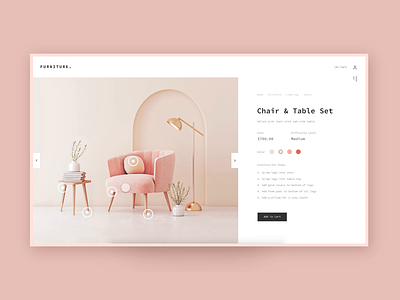 🌷Modern Furniture Website animation chair clean daily design ecommerce furniture gradient minimal modern pastel pink product prototype purchase table ui ux web design website