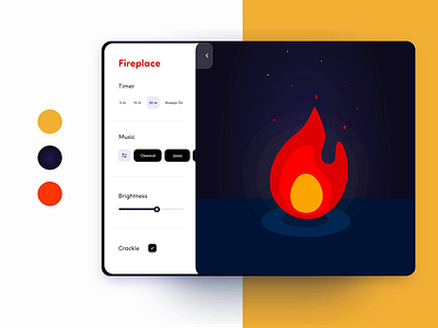 🔥Animated Fireplace Tablet App animated animation campfire christmas designer fire fireplace freelance holiday illustration ipad night nighttime orange prototype tablet ui ux winter