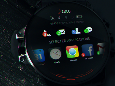 Smartwatch UI design app black clean clock digital red smartwatch ui wear weather