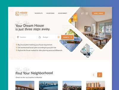 House Styler Home page app branding design graphic design home page icon illustration logo real estate typography ui ux vector web