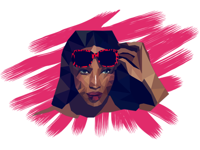 Naomi Campbell fashion geometric glasses illustration template ui vectorgirl web