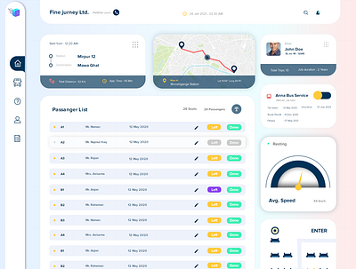 Bus Passenger Manifest dashboard design management app transport ui design